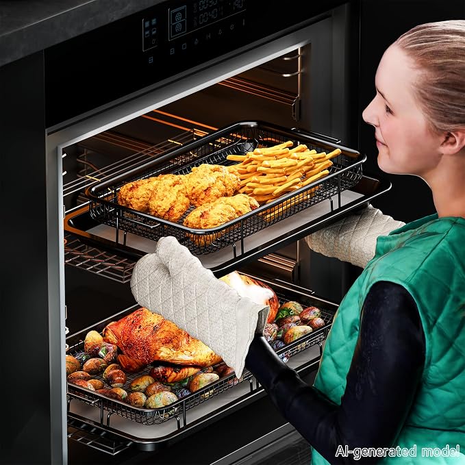 Air Fryer Basket for Oven, 2 Set Air Fryer Basket and Tray Set - Image 6