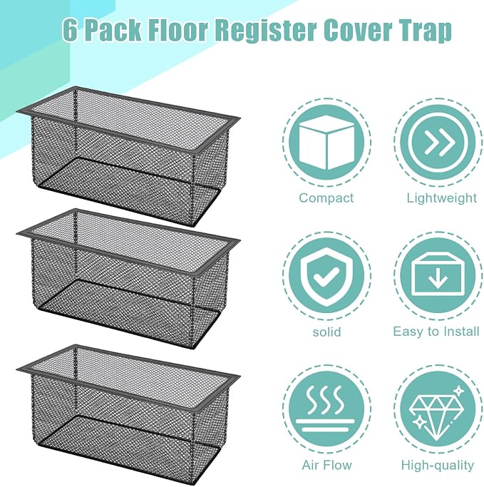 6PCS Floor Register Cover Trap 4"x10", Mesh Floor Vent Screen Net - Image 4
