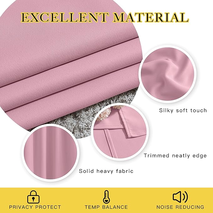 NICETOWN Blackout Draperies Curtain Panels - Window Treatment Thermal Insulated Solid Grommet Blackout Curtains/Panels/Drapes for Bedroom (Crystal Pink, Set of 2, 80 by 95 Inch)