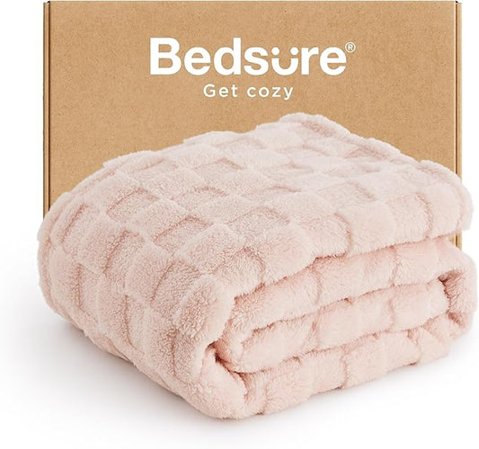 Bedsure GentleSoft Light Pink Throw Blanket for Couch - Super Soft Cozy Blankets Gifts for Kids Girls, Cute Small Fleece Throws for Bedroom Home Decor, 50x70 Inches