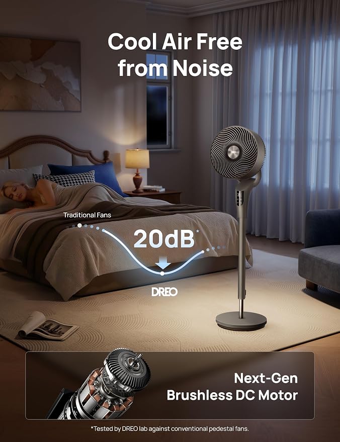 DREO Fan for Bedroom, 2026 Upgraded, 90ft Airflow, 20dB Quiet Fan, 90° - Image 5