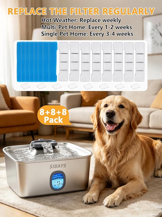 SIBAYS Dog Water Fountain Filter Replacement, 4Gal/15L Pet Fountain Filters - Image 6