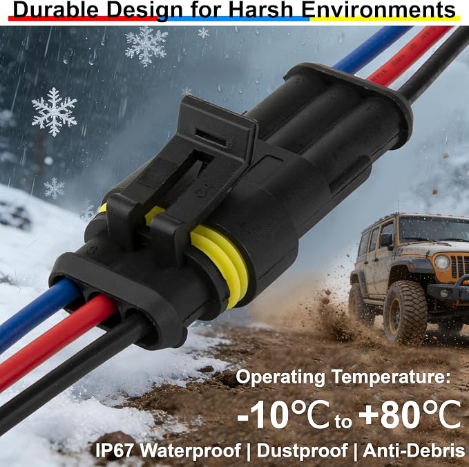 10Pcs 3 Pin Connector, 16AWG Car Waterproof Electrical Connector, Quick - Image 4