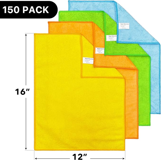 Simple Houseware Microfiber Cleaning Cloth 150 Pack, 4 Colors - Image 2