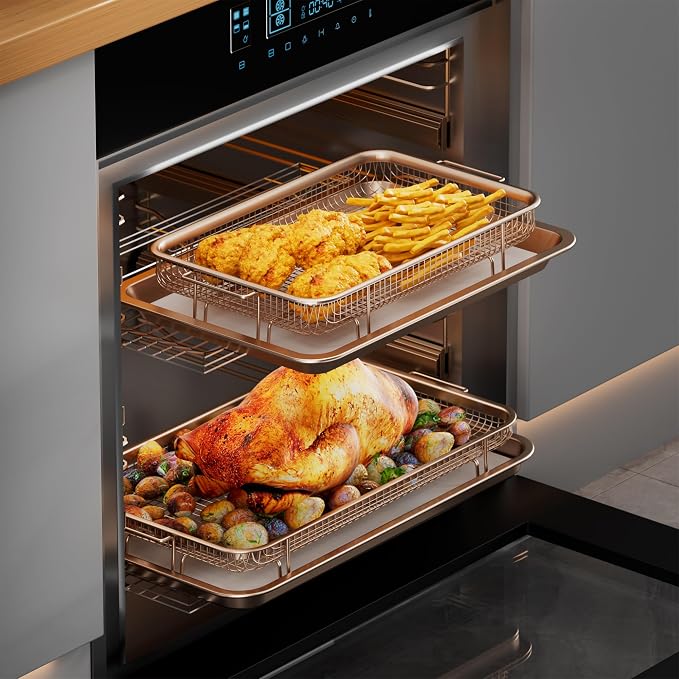 Air Fryer Basket for Oven, 2 Set Air Fryer Basket and Tray Set - Image 6