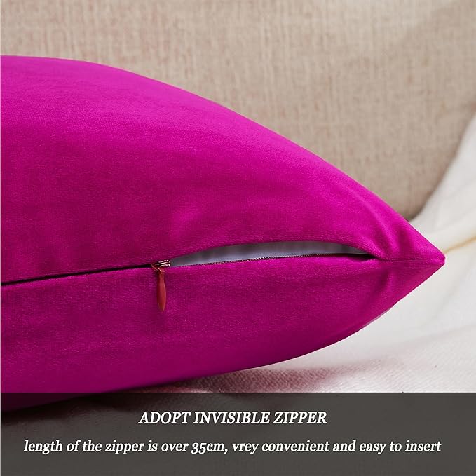 GIGIZAZA 12x20 Hot Pink Pillow Covers Velvet Lumbar Pillow Decorative Throw Pillows Couch Sofa Covers Bedroom Set of 2