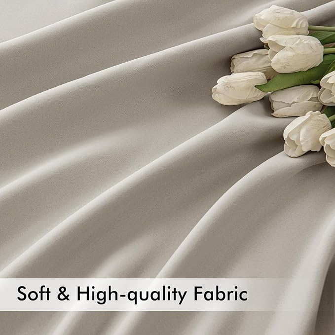MIULEE Natural Back Tab Blackout Curtains 84 Inch Length 2 Panels Set for Living Room Bedroom Privacy, Rod Pocket/Pinch Pleat Thermal Insulated Room Darkening Pleated Light Blocking Drapes