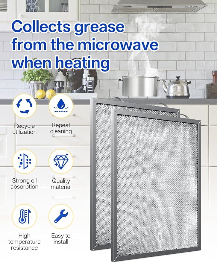 WA6500 QT20000 BPQTF B-roan Stove Hood Vent Filter 11.25"x11.25"x0.38" Aluminum - Image 3