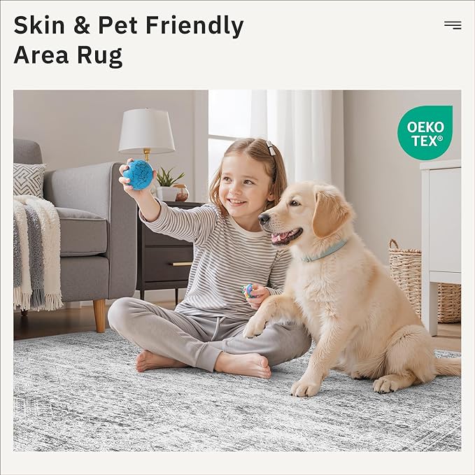 Runner Rug 2x7 Washable Non-Slip Hallway Runner Rugs for Kitchen Bathroom Laundry Room Grey Vintage Floor Carpet Runners for Hallways Entryway