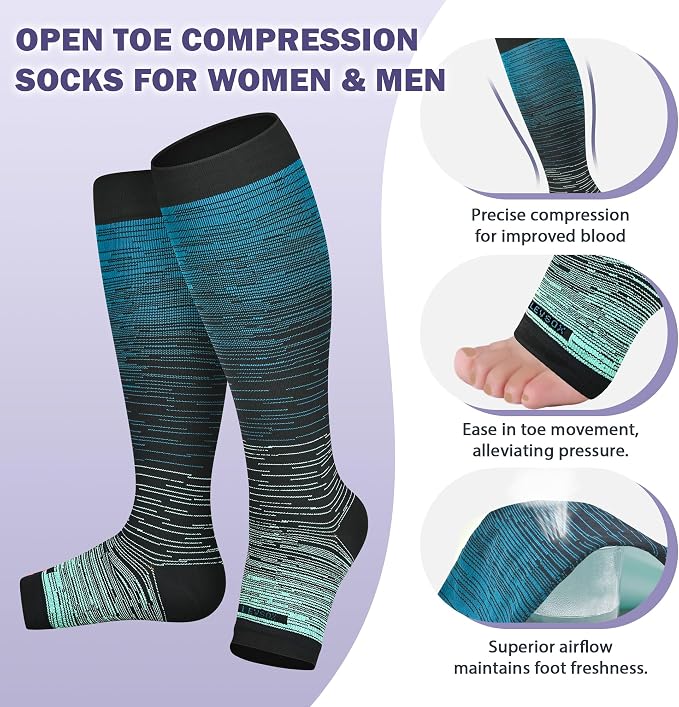 LEVSOX Open Toe Compression Socks - Image 2