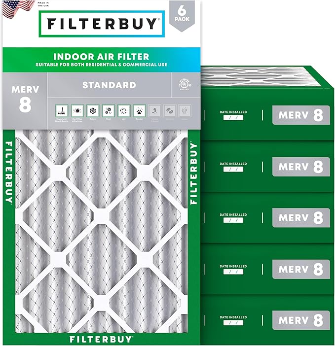 Filterbuy 20x30x4 Air Filter MERV 8 Essential Dust & Allergy Defense, by Filterbuy
