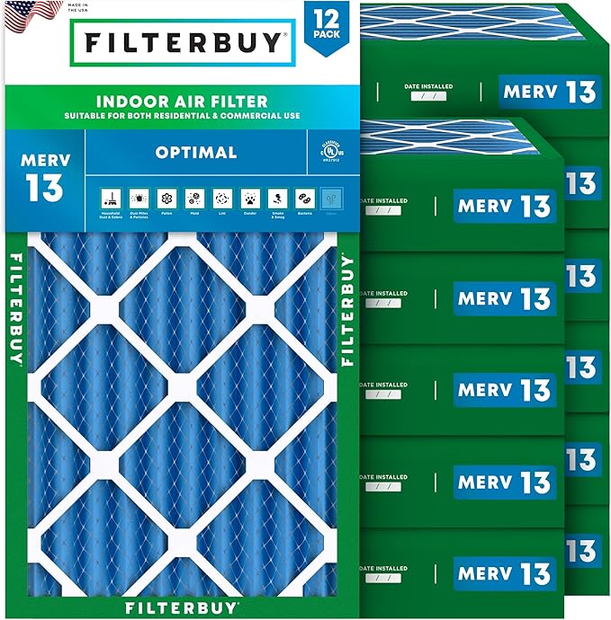 Filterbuy 16x24x4 Air Filter MERV 13 Optimal Smoke & Allergy Defense, by Filterbuy