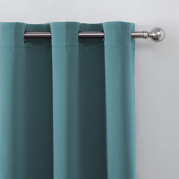 LEMOMO Sea Teal Thermal Blackout Curtains/52 x 95 Inch/Set of 2 Panels Room Darkening Curtains