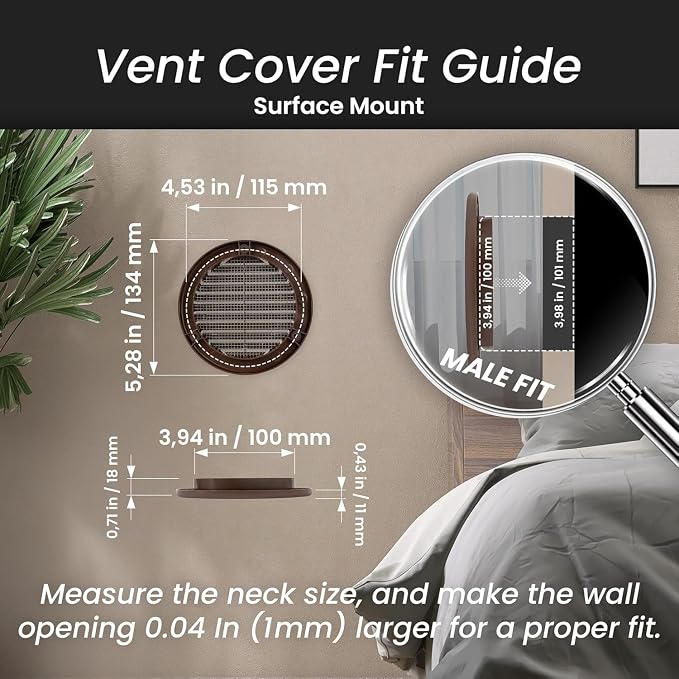 Repa Market 4 Inch Brown Round Air Vent Cover - Image 2