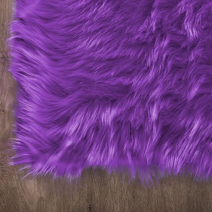 Latepis Washable Runners 2x6 Fluffy Shaggy Rug Purple Faux Sheepskin Fur Rug Small Soft Furry Rugs for Living Room Bedroom Sofa Cute Room Decor Runner