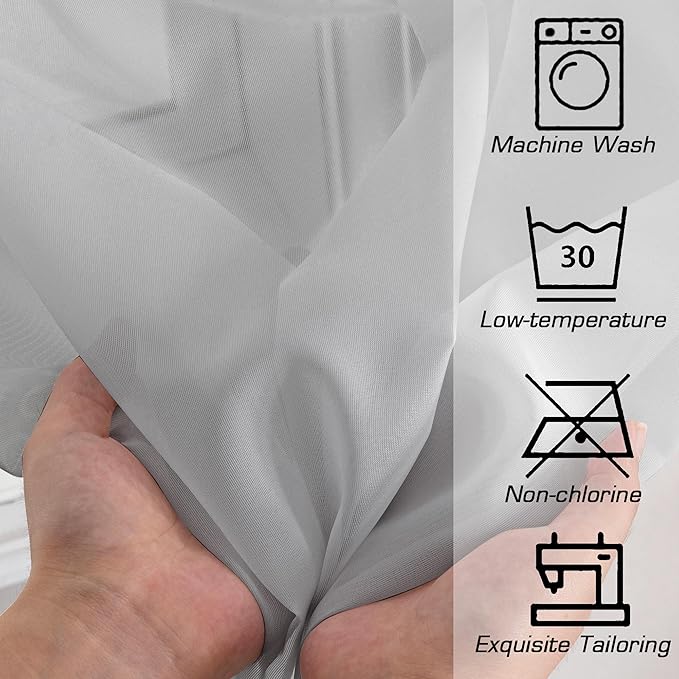 OWENIE Light Grey Sheer Curtains 84 inches Long 2 Panels Set for Bedroom Living Room, Soft Solid Living Room Sheer Curtain, Rod Pocket Light Filtering Farmhouse Curtains, 2 Pcs Each 42“ W x 84" L
