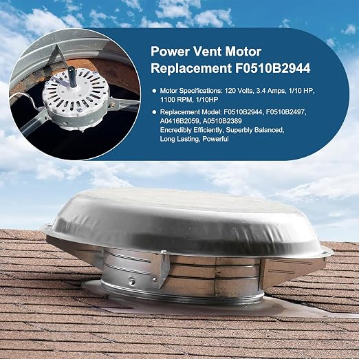 F0510B2944 F0510B2497 Power Vent Attic Fan Motor & 58033 Adjustable Thermostat - Image 5
