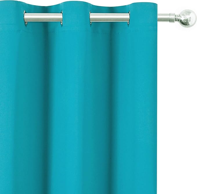LEMOMO Teal Thermal Blackout Curtains/38 x 63 Inch/Set of 2 Panels Room Darkening Curtains for Bedroom