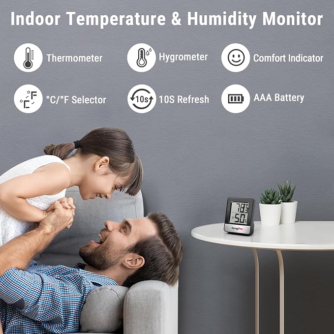 TempPro TP49 2 Pieces Digital Hygrometer Indoor Thermometer Humidity Meter Room - Image 2