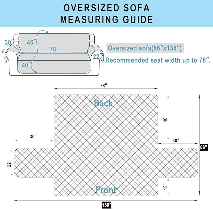 Reversible Oversized Sofa Covers Couch Cover Furniture Protector for Dogs Elastic Straps Water Resistant(XLSofa,Navy/Camel)
