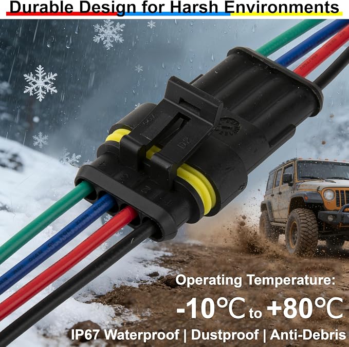 10Pcs 4 Pin Connector, 16AWG Car Waterproof Electrical Connector, Quick - Image 4