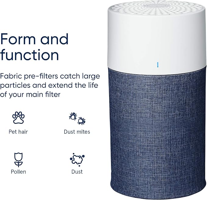 BLUEAIR Blue Pure 311 Auto Navy Pre-Filter, Washable Fabric Traps Pollen - Image 3