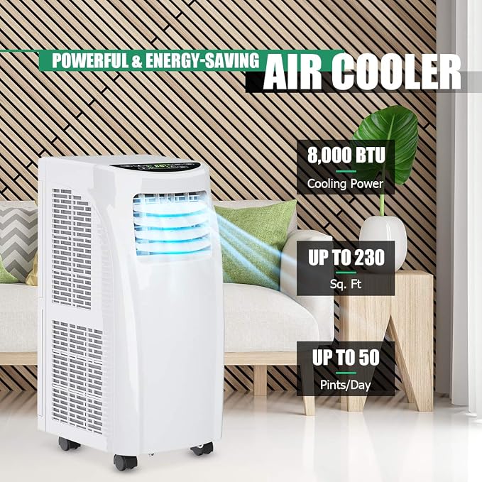 COSTWAY 8000 BTU Portable Air Conditioner, 3-in-1 Air Cooler w/Built-in - Image 2