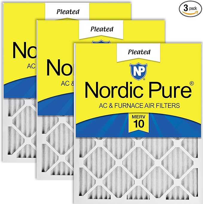 Nordic Pure 20x24x1 Pleated MERV 10 Air Filters 3 Pack by NordicPure