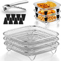 TeamFar Square Air Fryer Rack, 7.72" Stainless Steel Stackable Air Fryer Basket by TeamFar