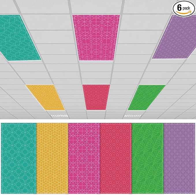 6Pcs Classroom Light Covers for Fluorescent Lights, Magnetic 2x4 FT Ceiling by Hallswl