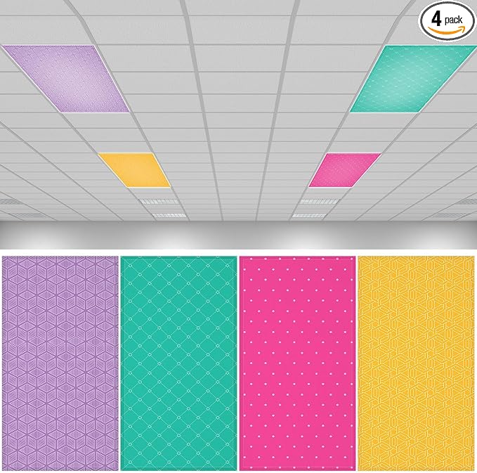 QOUBAI 4PCS Fluorescent Light Covers, 4x2 Feet Magnetic Light Cover Fluorescent by QOUBAI