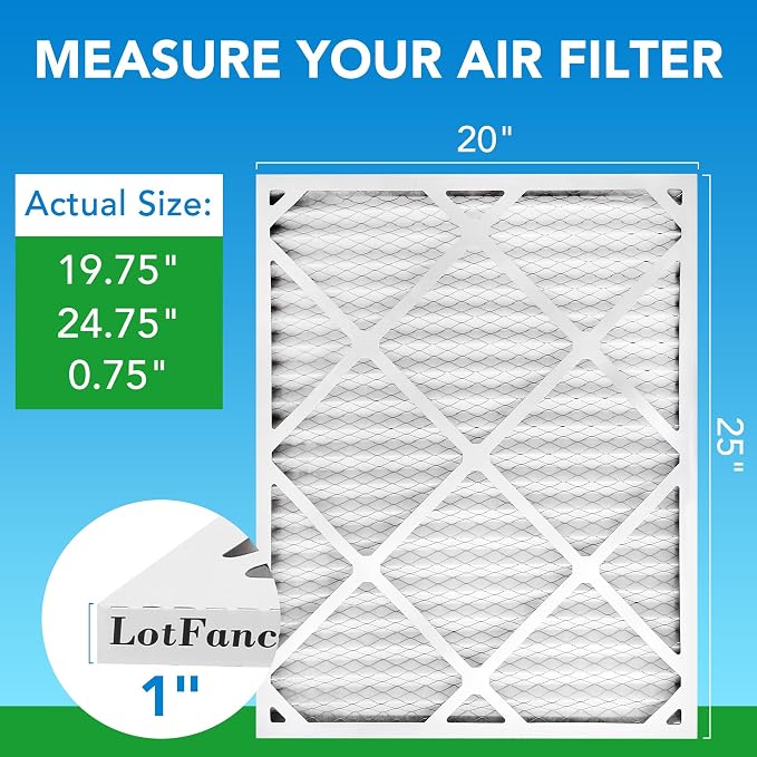 LotFancy 20x25x1 Air Filter MERV 8 6-Pack, Electrostatic Pleated Furnace & AC - Image 2