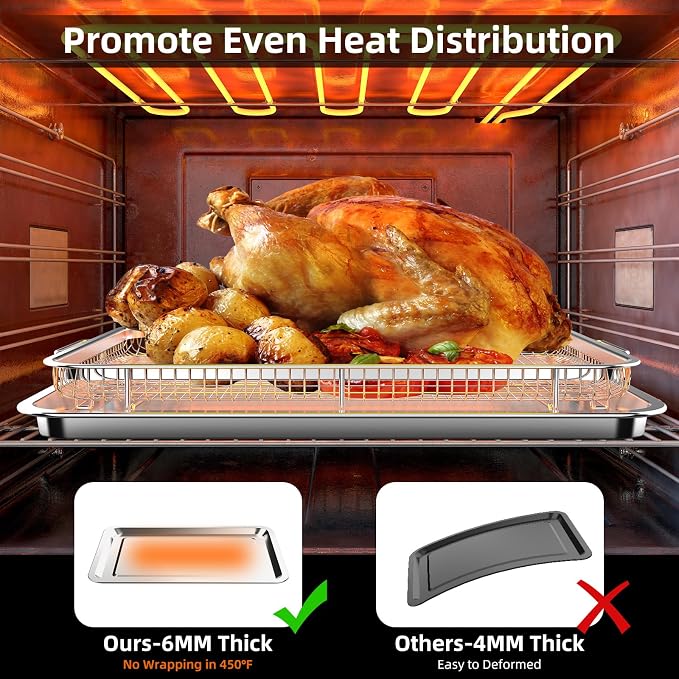 Air Fryer Basket for Oven, OPENICE 18.6" x 12.8" Air Fryer Basket and Tray Set - Image 3
