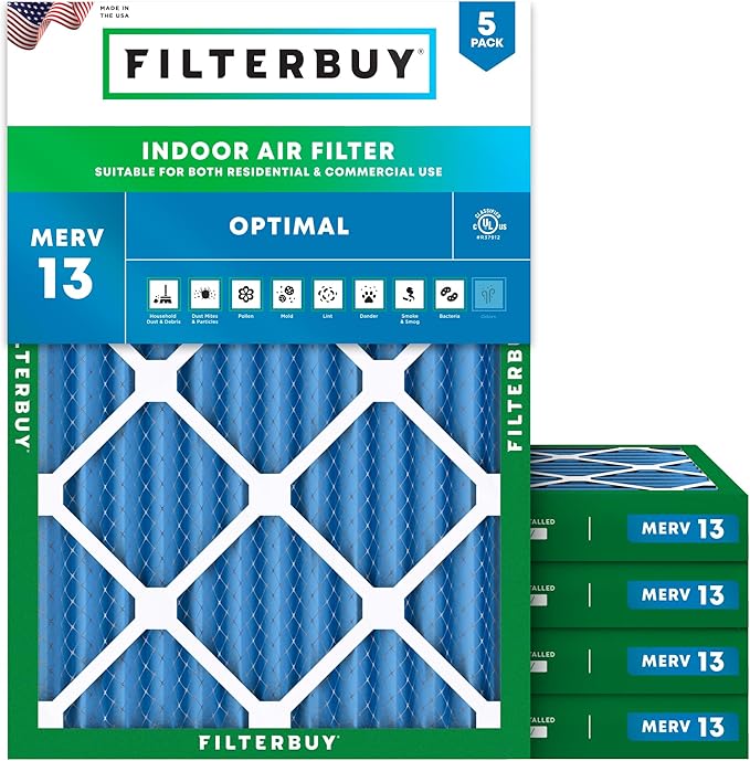 Filterbuy 14x20x2 Air Filter MERV 13 Optimal Smoke & Allergy Defense, by Filterbuy