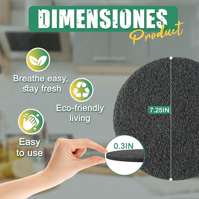 6.7 Inch Charcoal Filters for 10 Pack Kitchen Countertop Compost Bins - Image 2