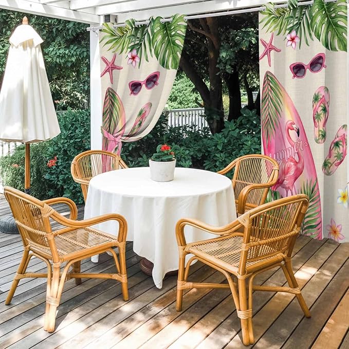 Summer Flamingbirds Outdoor Curtains - Image 4