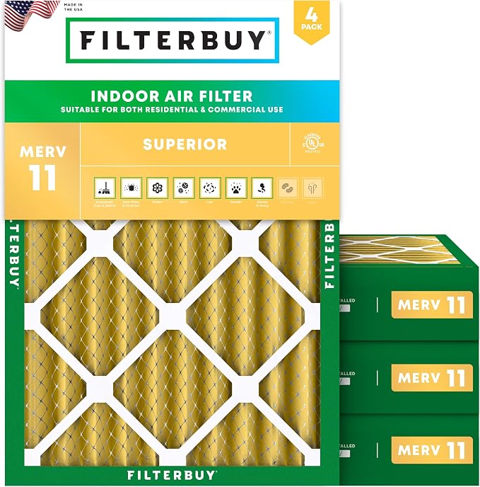 Filterbuy 18x20x4 Air Filter MERV 11 Superior Pet & Allergy Defense, by Filterbuy