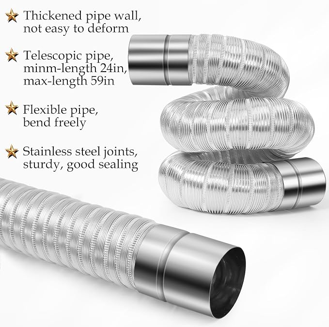 VICAMB Pellet Stove Vent Pipe Kit, Pellet Stove Fresh Airs Intake Kit Includes - Image 4