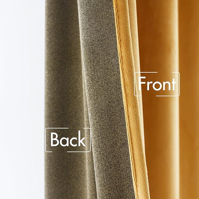 MIULEE Velvet Curtains 96 inches 2 Panels - Luxury Blackout Curtains for Bedroom Living Room Thermal Insulated Fall Decor Super Soft Window Drapes Rod Pocket & Back Tab, Mustard Yellow