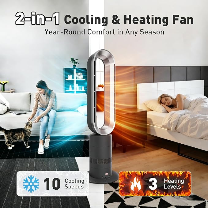 TP18Pro Bladeless Tower Fan and Heater Combo, 71° Oscillation, 35 dB Low Noise - Image 4