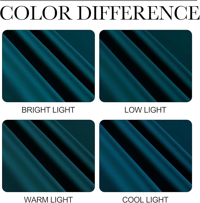 NICETOWN Teal Blackout Cafe Faux Silk Curtains for Small Windows, 42" Wide by 36" Long, 2 Panels, Rod Pocket Thermal Insulated Blackout Satin Drapes for Kitchen