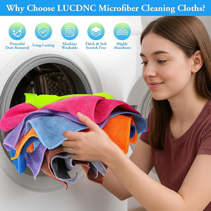 lucdnc Microfiber Cleaning Cloths 16 Pack 8 Color Cleaning Rags - Image 6