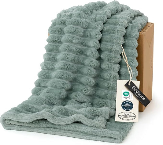 Bedsure GentleSoft Twin XL Blanket for Couch - Cozy Soft Blankets for Women, Cute Small Fleece Throws for Girls, Sage Green, 66x90 Inches