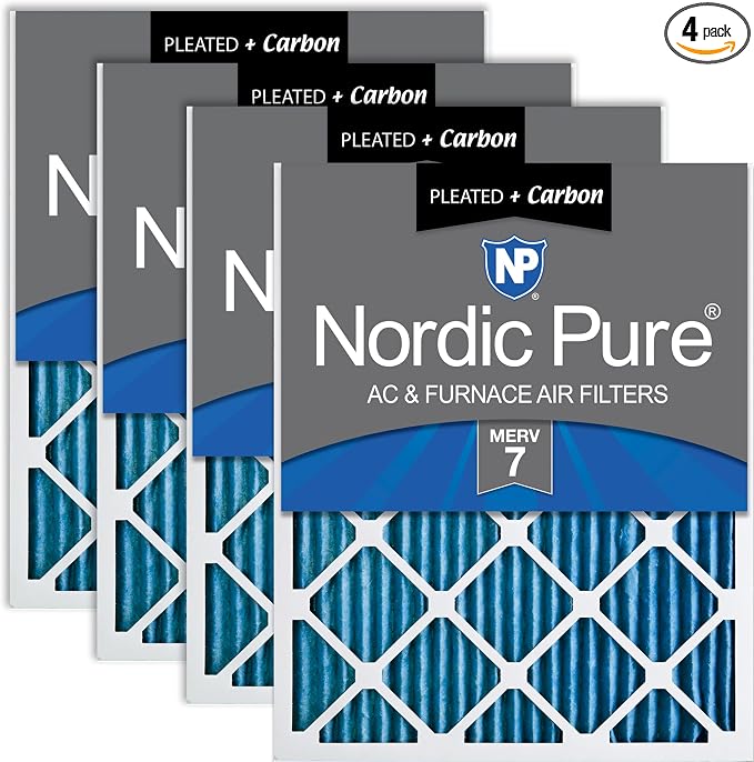 Nordic Pure 20x24x1 Pleated Air Filters MERV 7 Plus Carbon 4 Pack by NordicPure