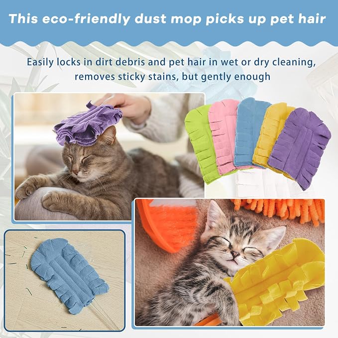 Zubebe 12 Pcs Duster Refill Reusable Fleece Duster Refills Feather Flat Dusters - Image 3