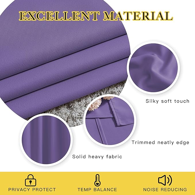 NICETOWN Blackout Curtain Panels 95" L - Window Treatment Energy Saving Thermal Insulated Solid Grommet Blackout Drapes for Living Room (Lilac Purple, 1 Pair, 80 by 95-Inch)