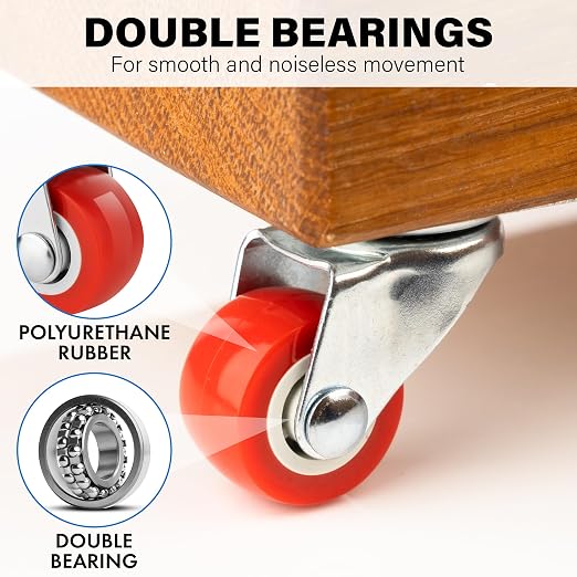1 Inch Heavy Duty Casters Set of 4, Scratch Resistant & 360 Degree Rotatable - Image 4