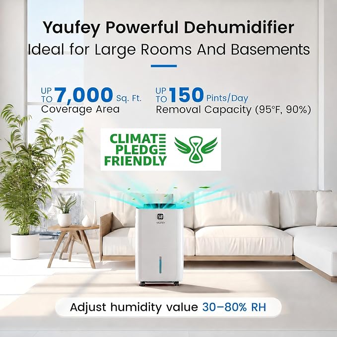 Yaufey 150 Pints Dehumidifier for Home, Basement and Large Room up to 7000 Sq. - Image 2