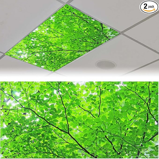2 Pack Fluorescent Light Covers 4 X 2 Feet Green Forest Magnetic Light Cover by Unknown