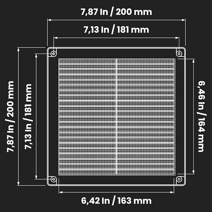 Awenta 6" x 6" Inch Square Plastic Black Ventilation Grille - Image 2